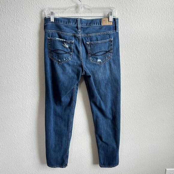 Abercrombie & Fitch Crop Boyfriend Jeans Women's 0/25 Mid Rise Distressed Cotton - Picture 3 of 7
